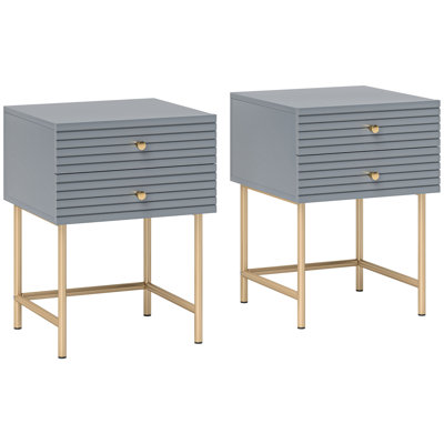 Becraft Bedside Tables Set of 2 with 2 Drawers for Bedroom