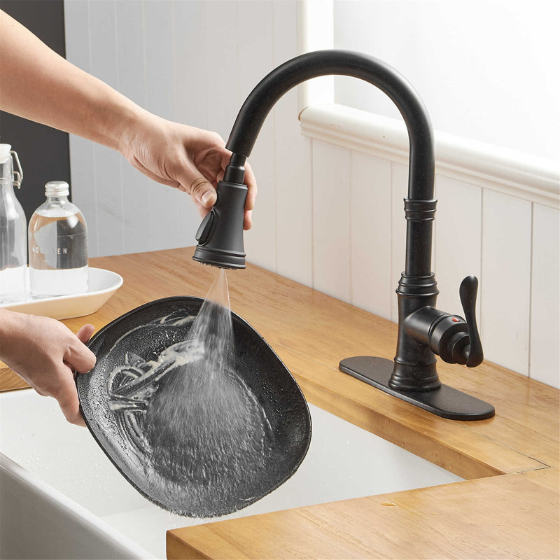 KIKO HOME Pull Down Kitchen Faucet, Matte Black