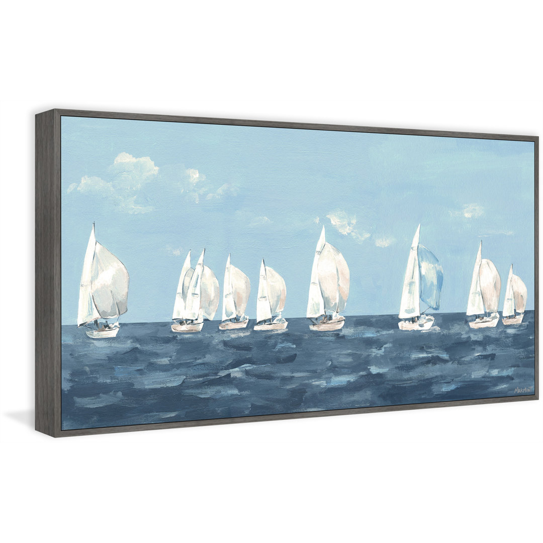 "Sailing Out" Floater Framed Painting Print On Canvas