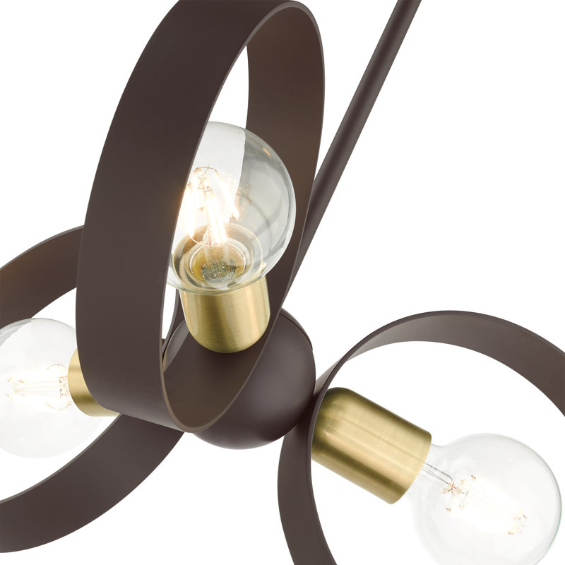 Lustre géométrique unique à 3 lumières Maubray, Bronze
