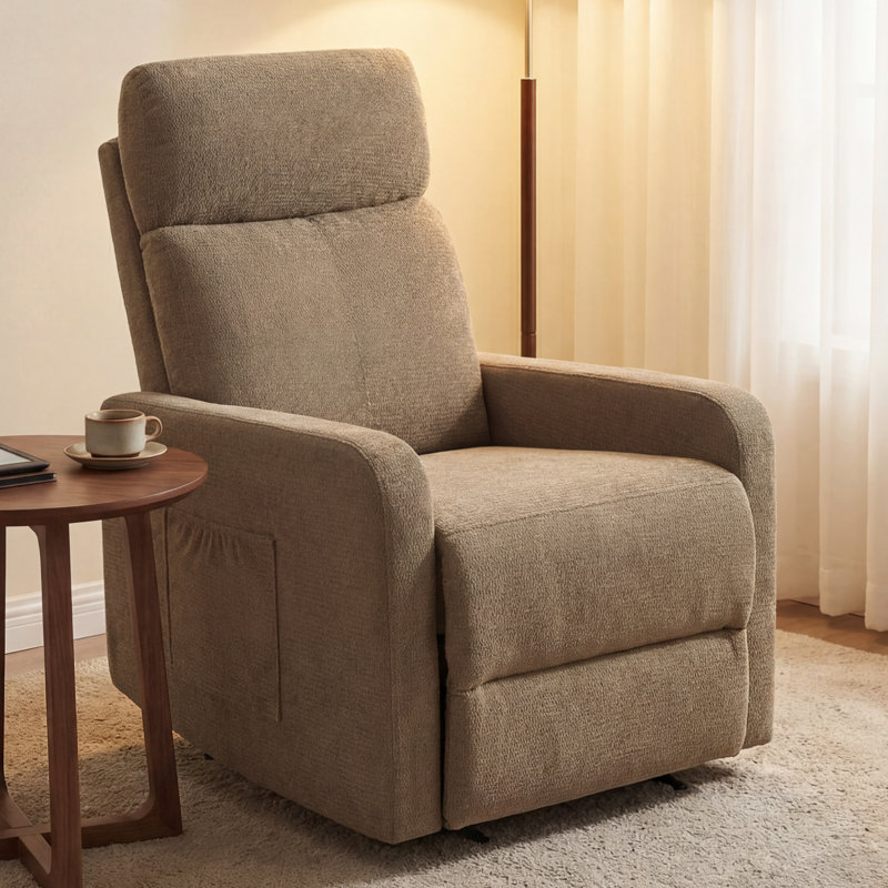 Fauteuil inclinable électrique près du mur 27 po avec dégagement compact Chenille, Chenille brun