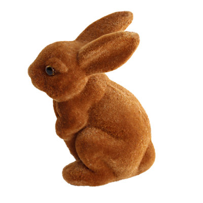 Grass Easter Furry Flocked Bunny Miniatures Standing  Garden