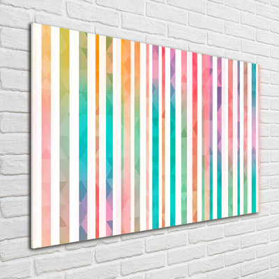 Glass Print Wall Art 100X70cm Image Printed On Glass Decorative Wall Picture Behind Toughened / Tempered Safety Real Glass For Kitchen & Living Room Theme:Rainbow Stripes