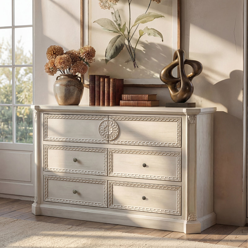 47'' W 100% Solid Wood 6-Drawer Double Dresser