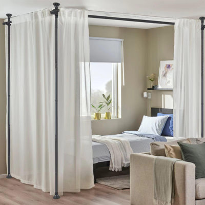 Satin Adjustable Curtain Pole Set