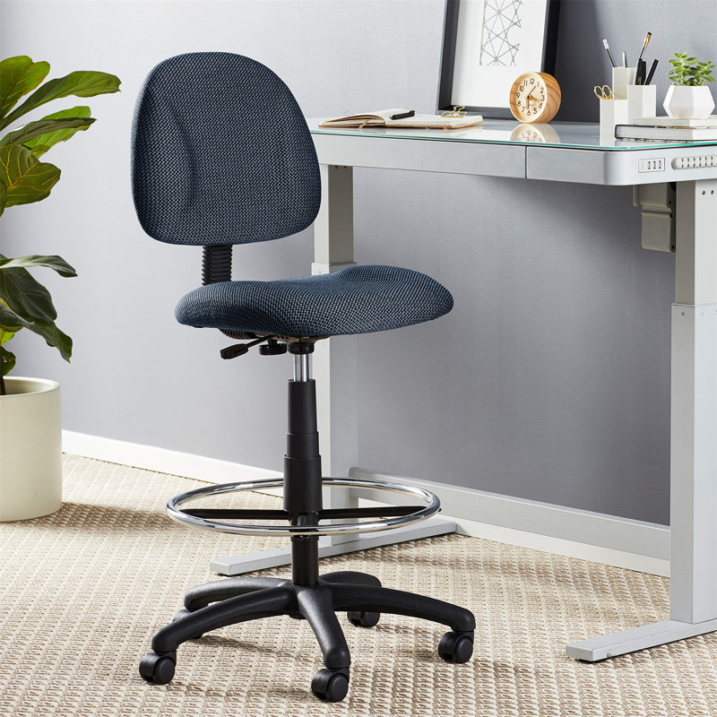 Johnpeter Swivel Upholstered Adjustable Height Counter Stool with Metal Frame, Blue