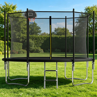 SENCHO GINSYTALIOR Round Backyard Trampoline with Safety Enclosure