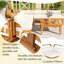Ensemble de conversation de patio en bois 6 pièces avec coussin beige
