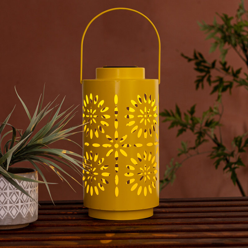 Lanterne solaire 12 po H, Fleur jaune