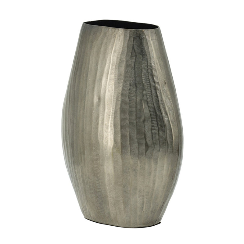 9.5X5.5X12" Aluminum Layered Chisel Oval Vase
