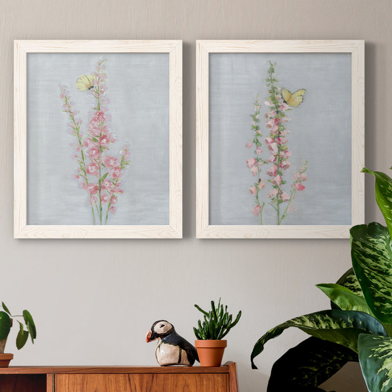 Foxglove Garden I - ensemble de 2 reproductions, H 24 po x l 36 po x P 1,5 po, Toile blanche encadrée, Pas de tapis