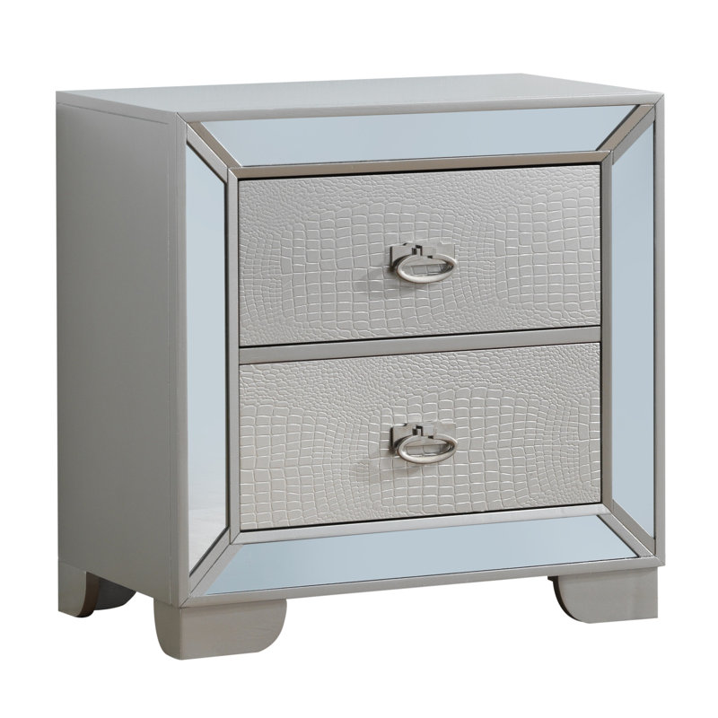 Philip Nightstand, Silver/Champagne
