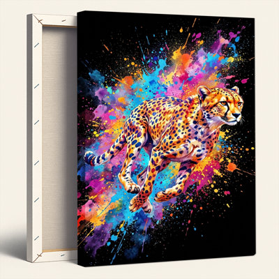 Guépard coloré, reproduction d'art sur toile, ensemble de 1