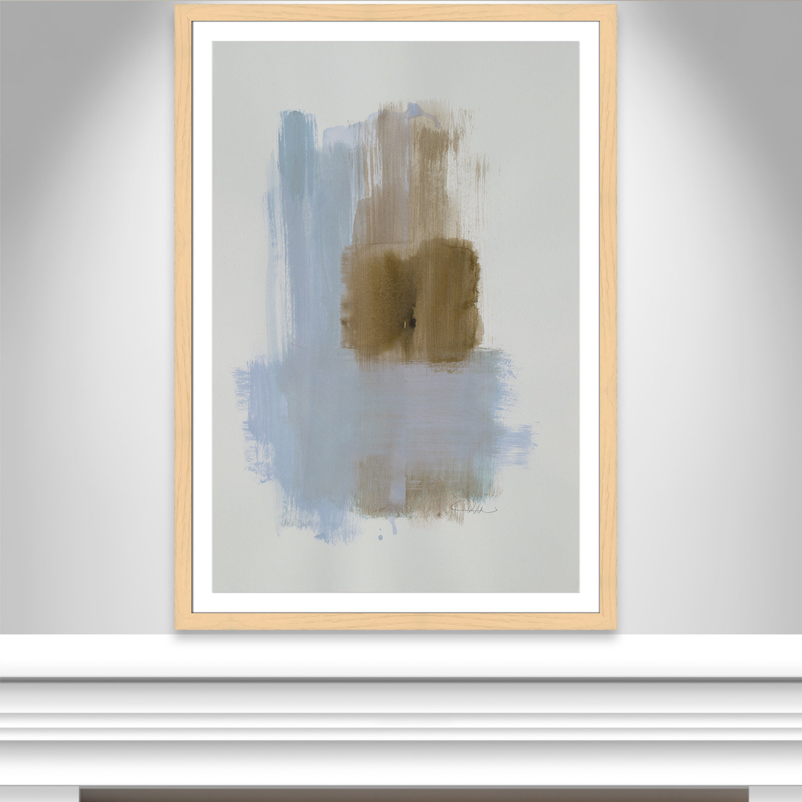 Esmeray "Powder Room Wash IV" Print, 55" H x 39" W x 1.25" D, Natural Cube Frame Matted
