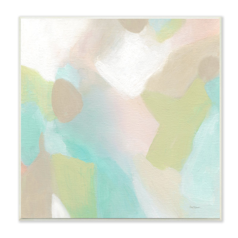Modern Fluid Pastel Shapes Soft Green Unframed Wall Art