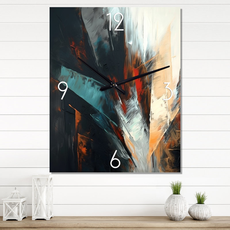 Abstract Abstract Mixed Colors II - Horloges murales minimalistes, H 32 po x l 16 po x P 1 po