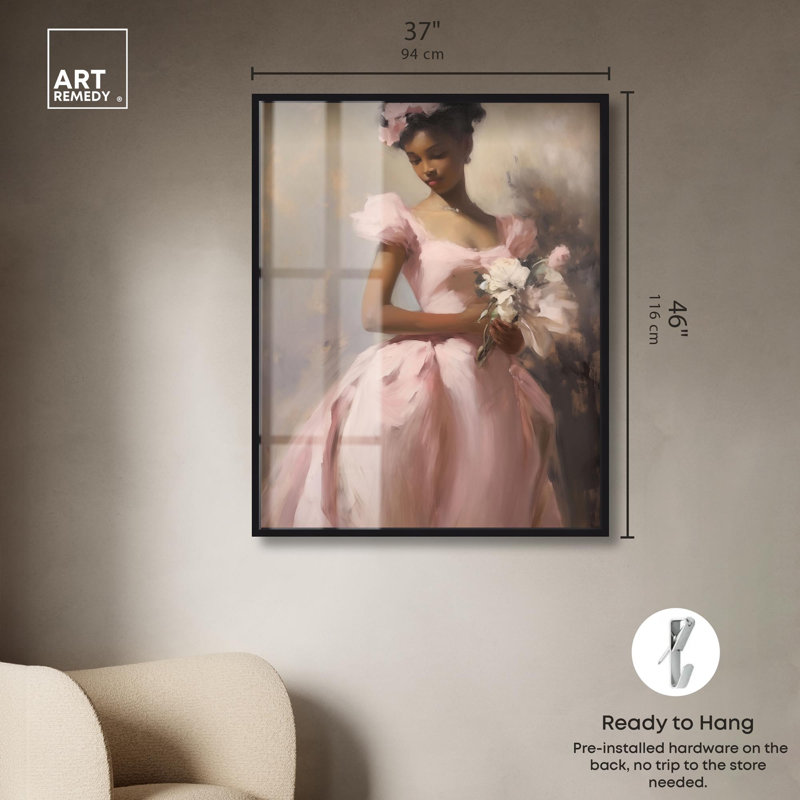 Innocence Idyl Shadowbox Print Fashion Decor par Art Remedy, H 46 po x l 37 po, Noir