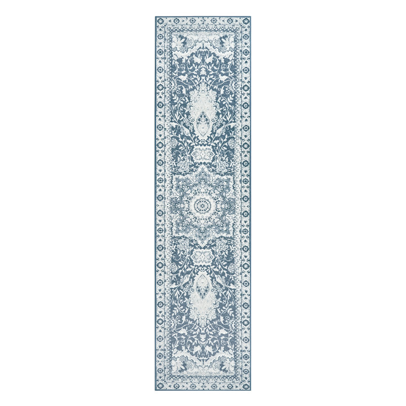 My Magic Carpet  Blue Washable Rug, Runner 2'6" x 10'