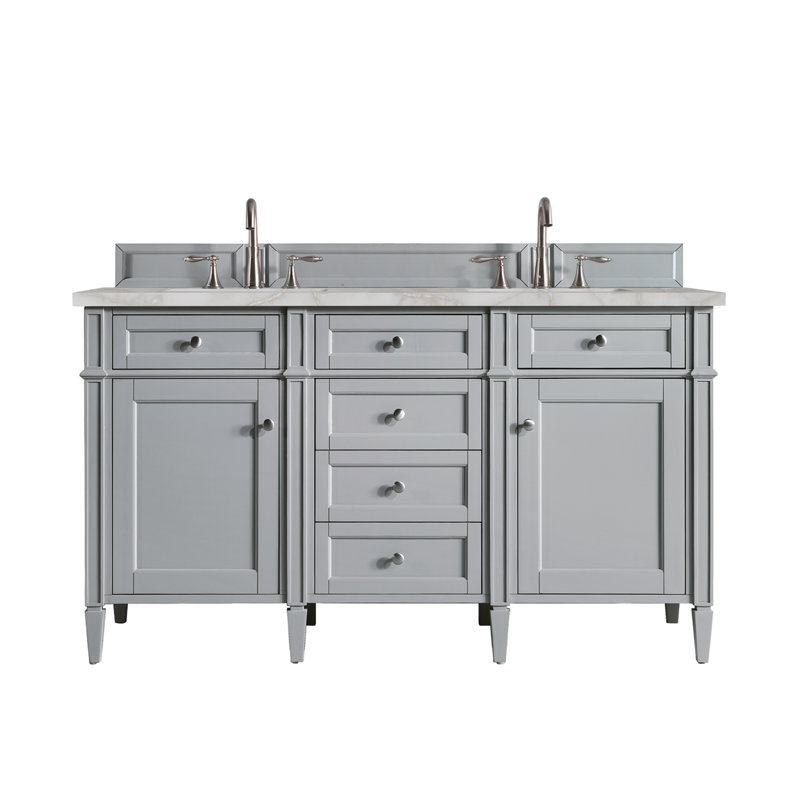 Brittany 60'' W Double Vanity, Victorian Silver, Urban Gray, 8" Widespread