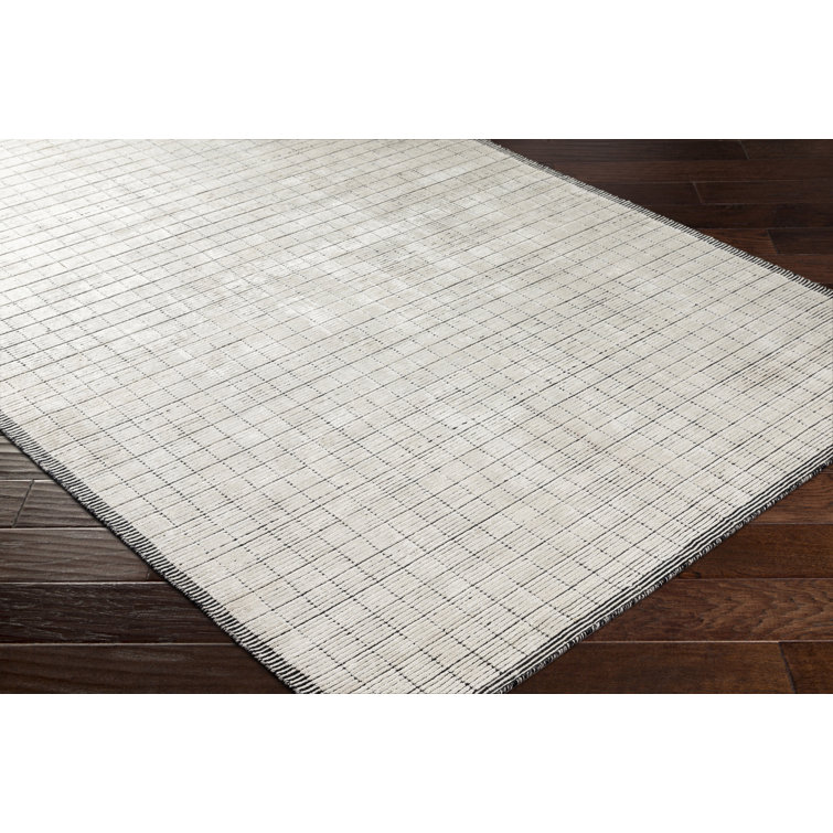 Jacey Geometric Handmade Tufted Light Gray Area Rug