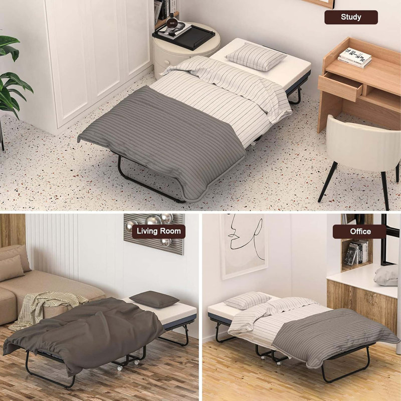 Lit pliant avec matelas inclus en mousse à mémoire de forme, lit pliant portatif pour adulte, lit de bébé pliable
