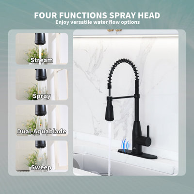 Willow Pull Down Sprayer Kitchen Faucet with Touchless Sensor with Deck Plate