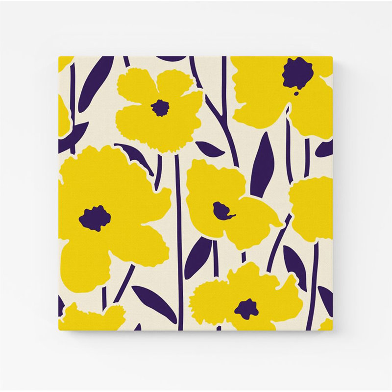 Vintage Tropical Flowers - Wrapped Canvas Print, 16cm H x 16cm W x 3.8cm D