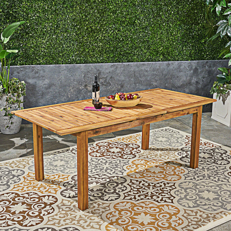 Table de salle à manger d'extérieur en bois extensible, Naturel