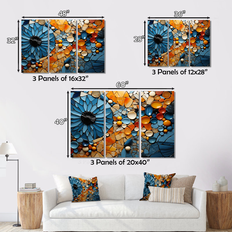 Vélo, mosaïque, rayons I, ensemble d'art mural moderne sur toile, H 28 po x l 36 po x P 1 po