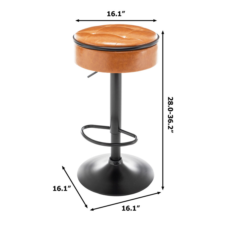Round Storage Bar Stool Set Of 2, Brown