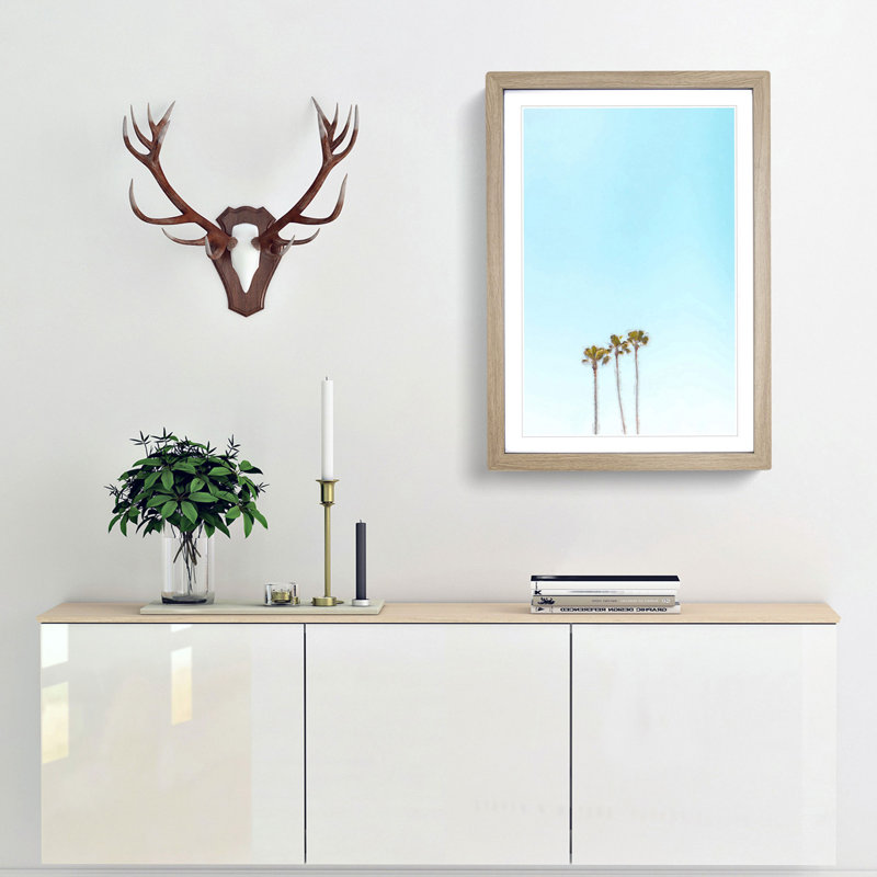 Summer Palm Trees - Framed Print, 48cm H x 36cm W x 2cm D, Oak Framed