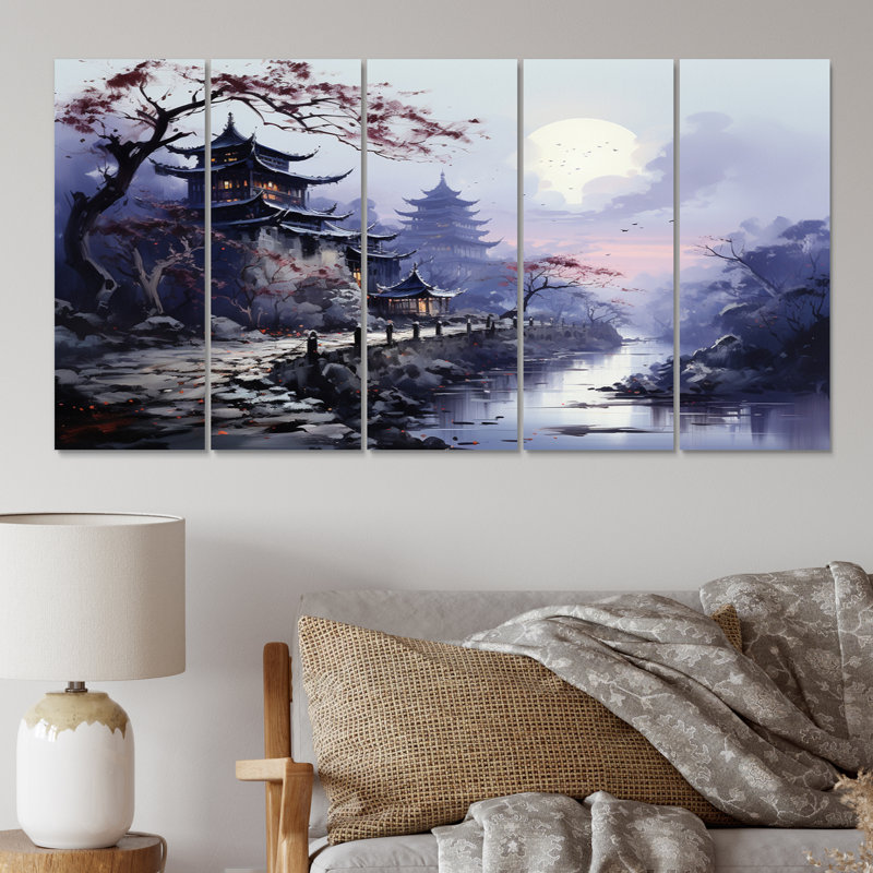 Vietnam, sérénade au clair de lune, reproduction d'art sur toile - 5 panneaux égaux