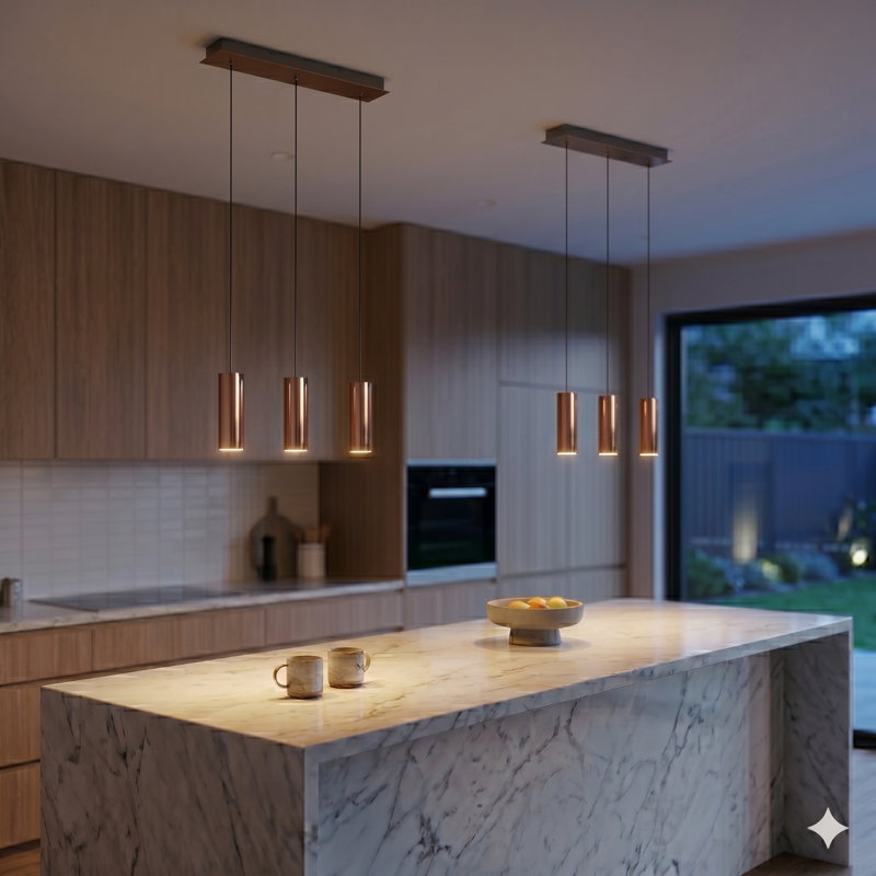 Bludovice 3 - Light Kitchen Island Pendant, Copper