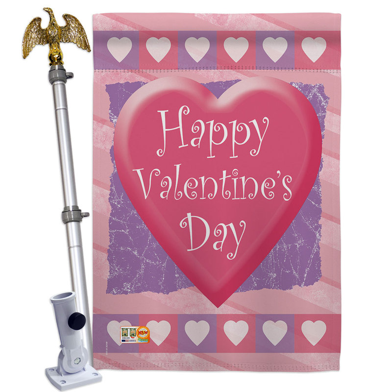 Double Sided 40'' H x 28'' W Polyester Valentine's Day Flag Set