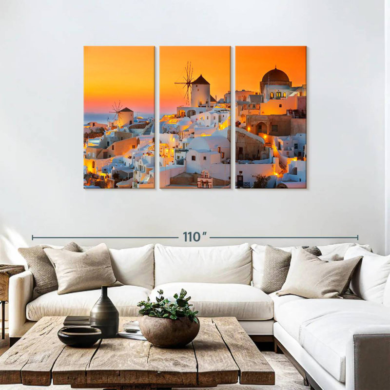 Coucher de soleil de Sebbie Oia, H 48 po x l 74 po