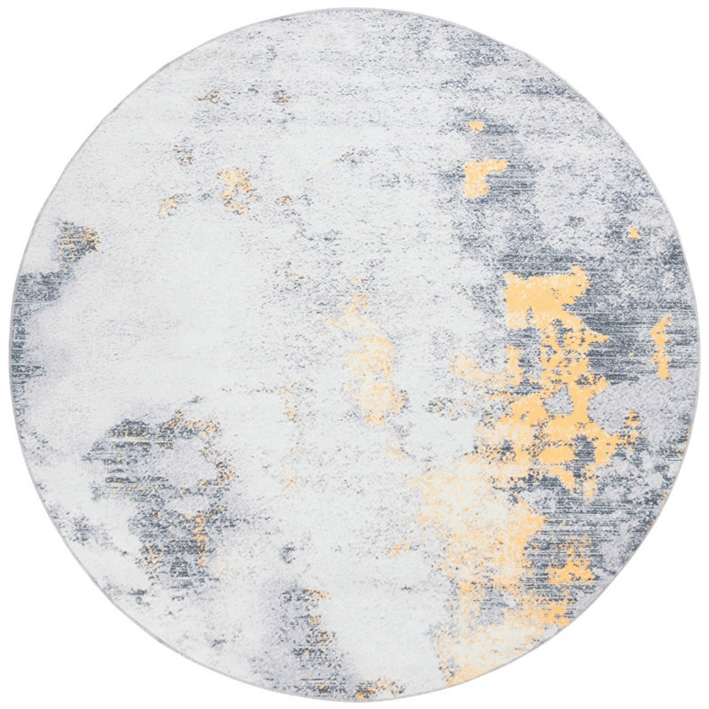 Bennita 803 Area Rug In Gray / Gold, Round 6'