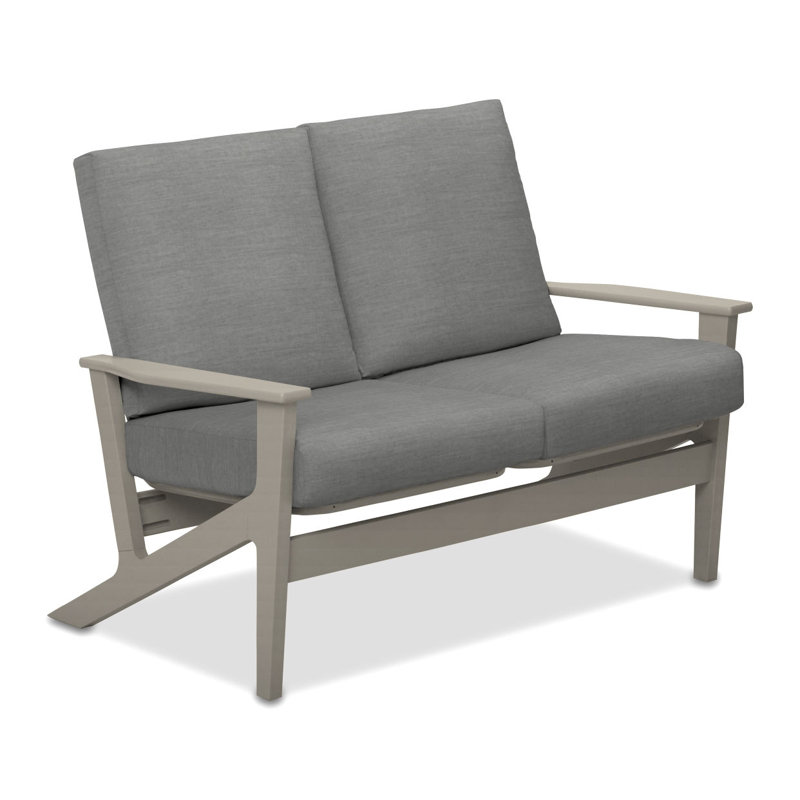Chrisa 51.5'' Wide Loveseat with Cushions, Canvas Granite Sunbrella® Canvas, Warm Gray