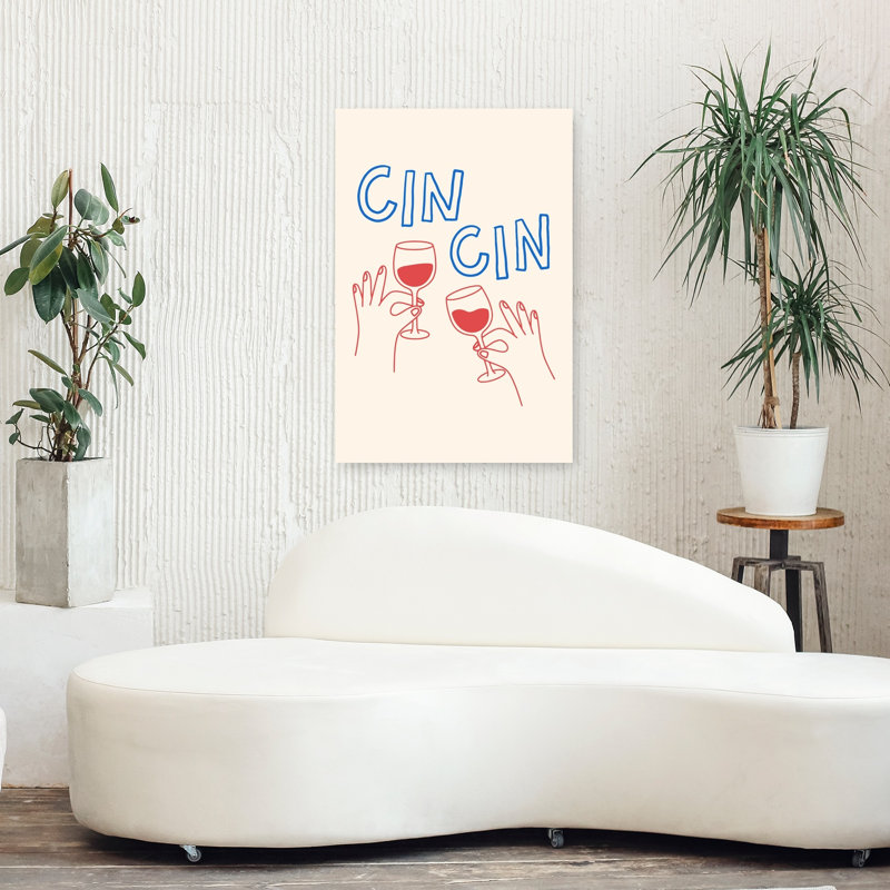 Reproduction d'art mural Cin Cin Wine, H 36 po x l 24 po