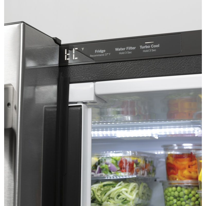 33" Counter Depth French Door 18.6 cu. ft. Smart ENERGY STAR Refrigerator, Matte Black/Brushed Stainless