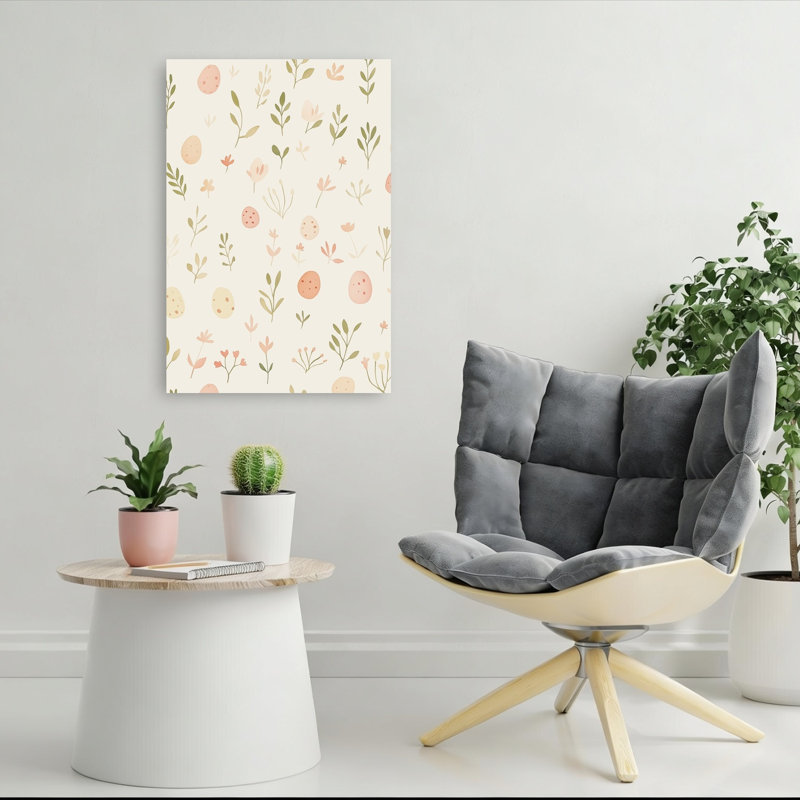 Doux botanique, œufs de Pâques délicats, reproduction abstraite de la nature, art mural, H 36 po x l 24 po