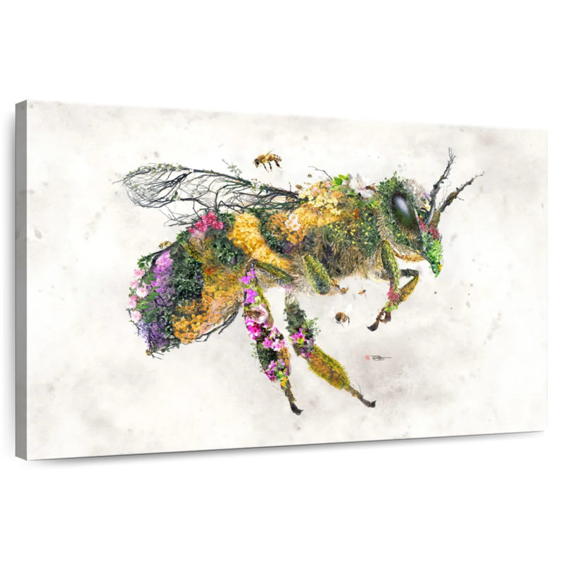 Abeille à miel Brampt, surréalisme naturel, H 24 po x l 36 po