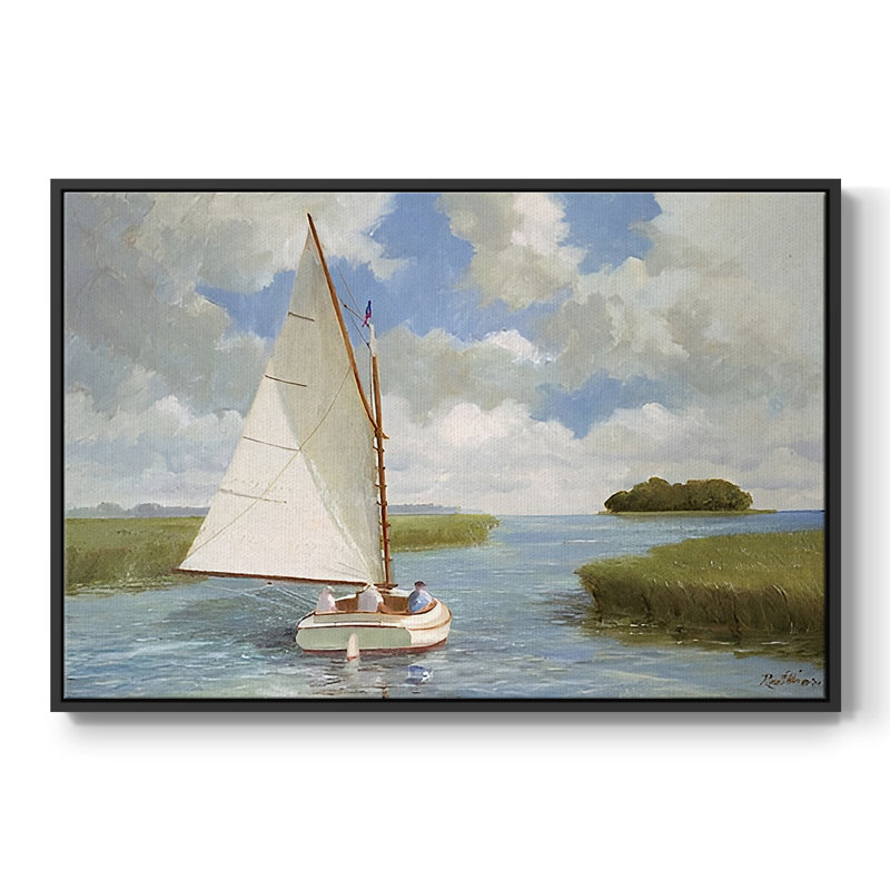 Impression nautique rétro - XIXe, H 25 po x l 37 po x P 2 po, Toile avec cadre flottant noir