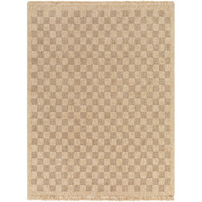 Outdoor Jute-Look Checkered Rug Tan/Brown_MGE2310