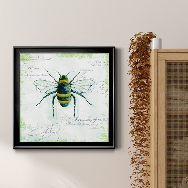 Garden Bee - Peinture sur toile encadrée, Cadre noir, H 30,5 po x l 30,5 po x P 1,5 po