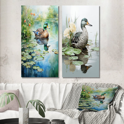 Duck Pond Reflections IV - ensemble de 2 impressions sur toile Duck