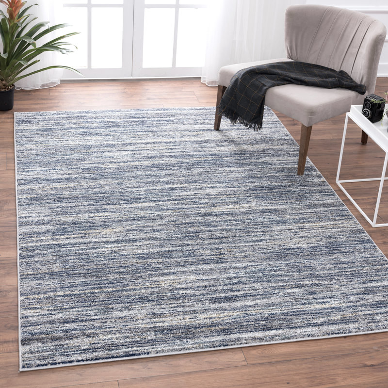 Tapis bleu à motif abstrait Rogersville, Rectangle 8 pi x 10 pi