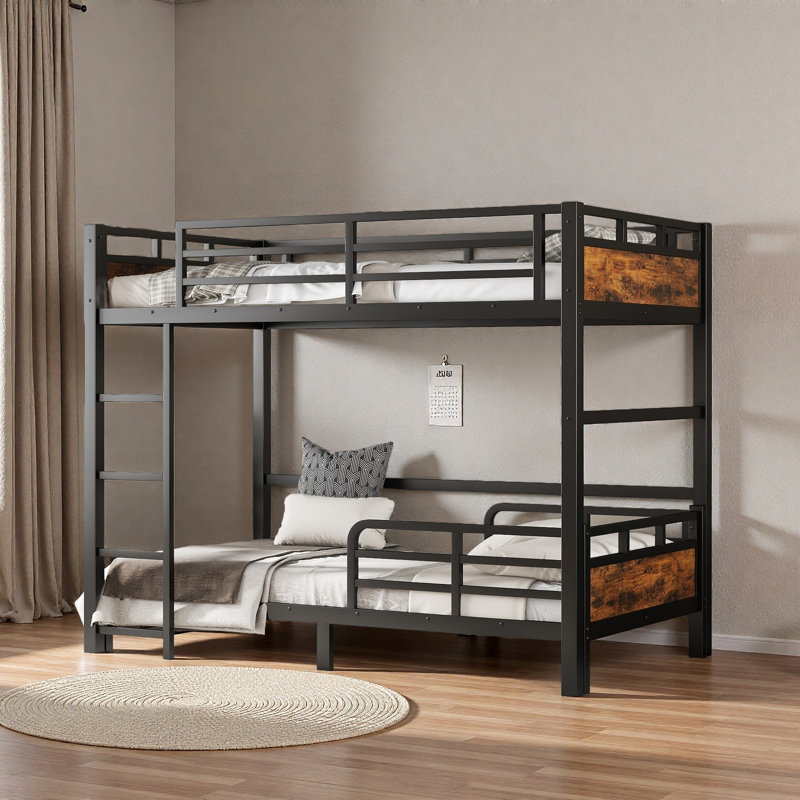 Metal Bunk Bed/Metal Loft Bed,Separable Bunk Beds,With Raised Security Fence, Wood, Twin XL Over Twin XL