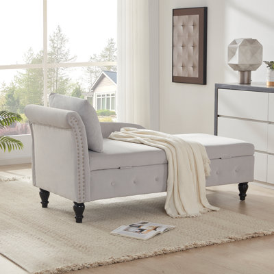 Chaise longue rembourrée en velours avec coussin de rangement Eastham