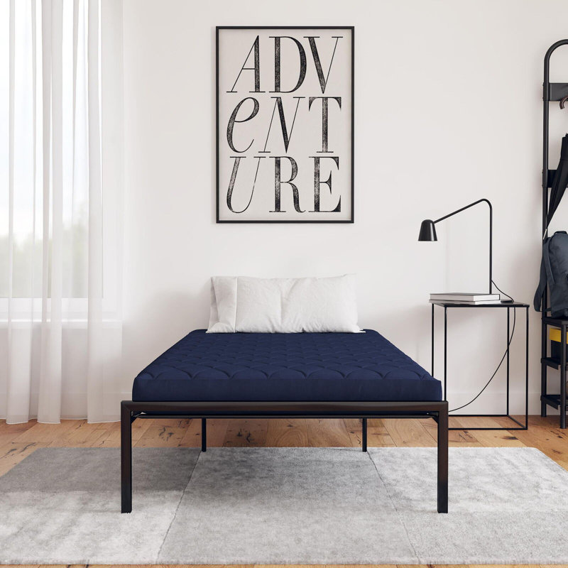 Fernandes 6" Polyester Filled Quilted Bed Mattress, Twin, Navy