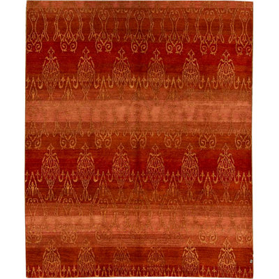 Tapis rouille et doré de haute qualité noué à la main